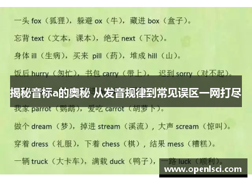 揭秘音标a的奥秘 从发音规律到常见误区一网打尽 揭秘音标a的奥秘 从发音规律到常见误区一网打尽